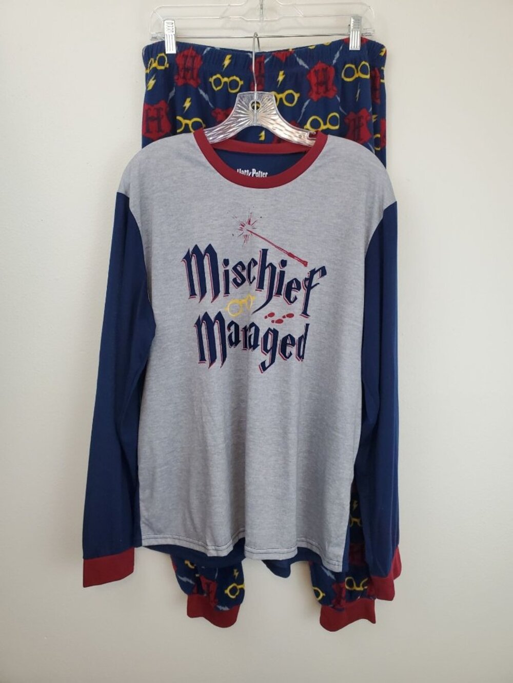 Harry Potter Mischief Managed adult sized long-sleeved pajama set
